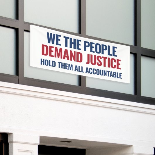Demand Justice | 6 Ft Banner | wit (Buitenkant Gebouw)