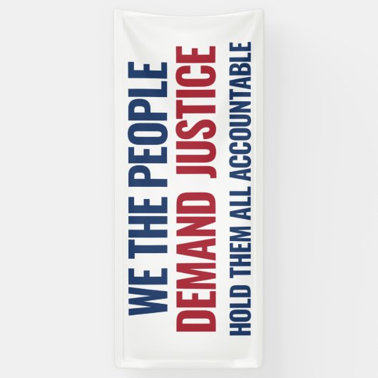 Demand Justice | 6 Ft Banner | wit (Verticaal)