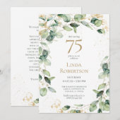 Demande de carte d'anniversaire Eucalyptus pour 75 (Devant / Derrière)