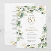 Demande de carte de 85e anniversaire avec eucalypt (Devant / Derrière)