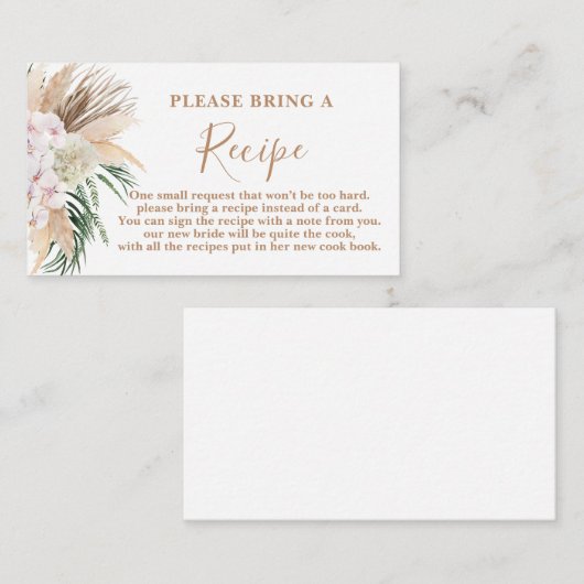 Demande de carte de recette Boho Chic Fête des mar (Devant / Derrière)