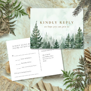 Demande de carte postale RSVP Watercolor Pine Fore