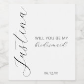 Demande de Demoiselle d'Honneur Étiquette de Vin P (Étiquettes simples)