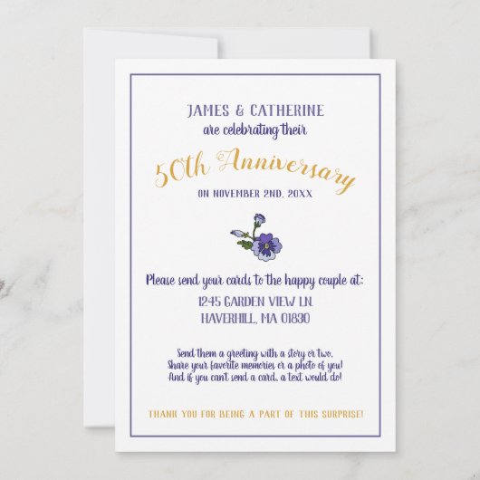 Demande de douche de la carte 50e anniversaire de  (Dos)