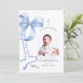 Demande de parrainage pour garçon, carte avec nœud (Debout devant)