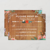 Demande de RSVP pour un mariage rustique avec des  (Devant / Derrière)