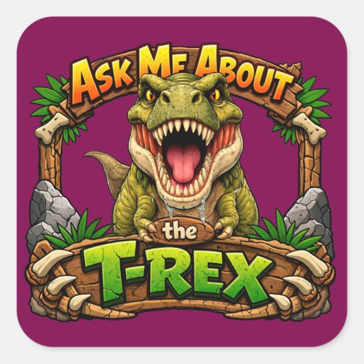 Demandez-moi à propos du T-Rex | Autocollant 3 pou (Devant)