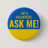 Demandez-moi Bleu Jaune Ukraine Volontaire Badge P (Devant)