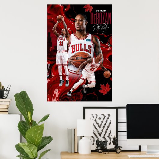 DeMar DeRozan Chicago Bulls Dynamic Poster Art (Bureau à domicile)