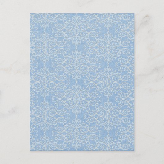 demask21 LIGHT BLUE WHITE DAMASK DECORATIVE SCROLL Briefkaart (Voorkant)