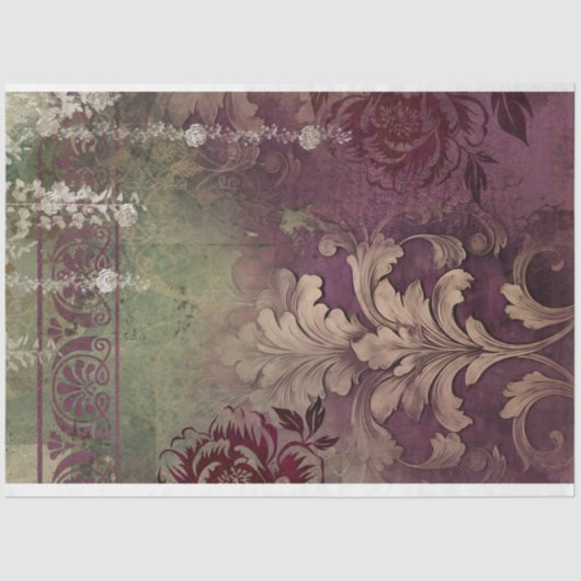 Demask Floral Shabby Chic textuur effect patroon Tissuepapier (Voorkant)