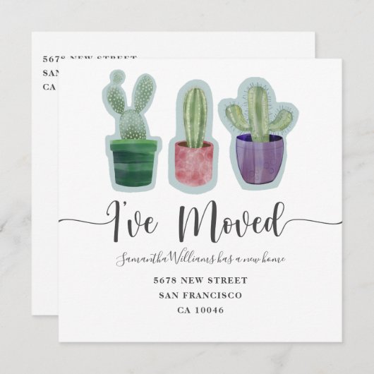 Déménager Kraft Cactus Faire-part (Devant / Derrière)