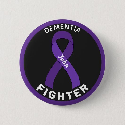 Dementia Fighter Ribbon Black Button (Voorkant)