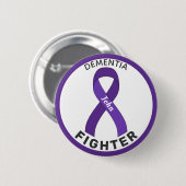 Dementia Fighter Ribbon White Button (Voorkant /achterkant)
