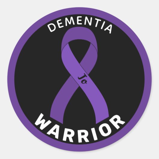 Dementia Warrior Ribbon Black Round Sticker (Voorkant)