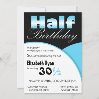 Demi-anniversaire Aqua Blue Party Invitations