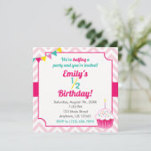 Demi-anniversaire de la fille rose Invitation phot (Debout devant)