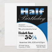 Demi-anniversaire des invitations à la fête bleue (Devant / Derrière)