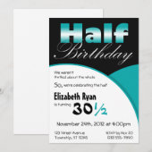 Demi-anniversaire Invitations Turquoises (Devant / Derrière)
