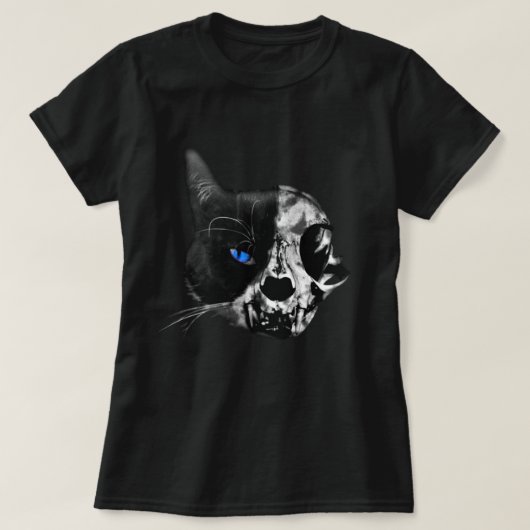 Demi-Crâne, Demi-Chat Le T-shirt Horreur Ultime (Design devant)
