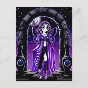 "Demi" Gothic Blue Butterfly Fairy Art Briefkaart