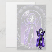 "Demi" Gothic Blue Butterfly Fairy Art Stationery Briefpapier (Voorkant / Achterkant)