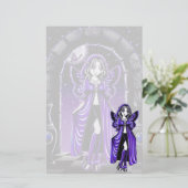 "Demi" Gothic Blue Butterfly Fairy Art Stationery Briefpapier (Staand voorkant)