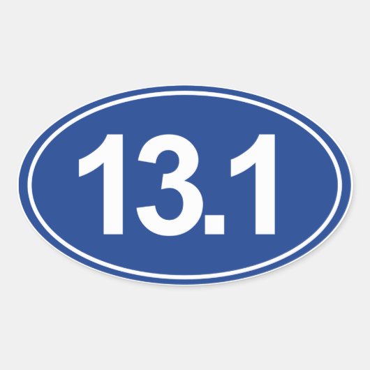 Demi-Marathon 13,1 Miles Sticker Oval (Bleu) (Devant)