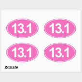 Demi-Marathon 13,1 Miles Sticker Oval (Rose) (Feuille)