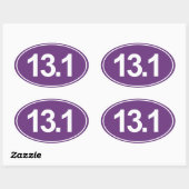 Demi-Marathon 13,1 Miles Sticker Oval (Violet) (Feuille)