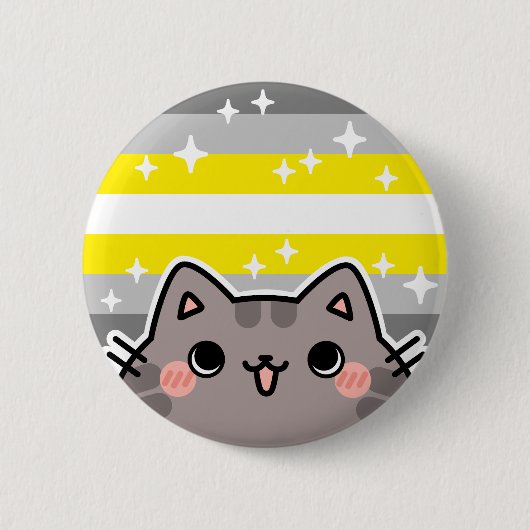 Demigender LGBT Pride Flag Cat Button (Voorkant)