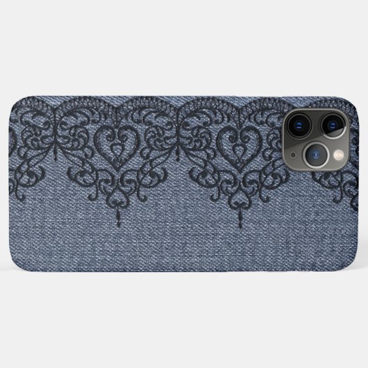 *~* Demin and Black Lace Girly Romantic Case-Mate iPhone Case (Achterkant (horizontaal))