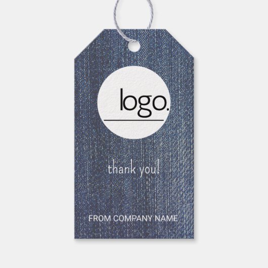DEMIN BLUE BUSINESS LOGO BRANDED PRODUCT CADEAULABEL (Voorkant)