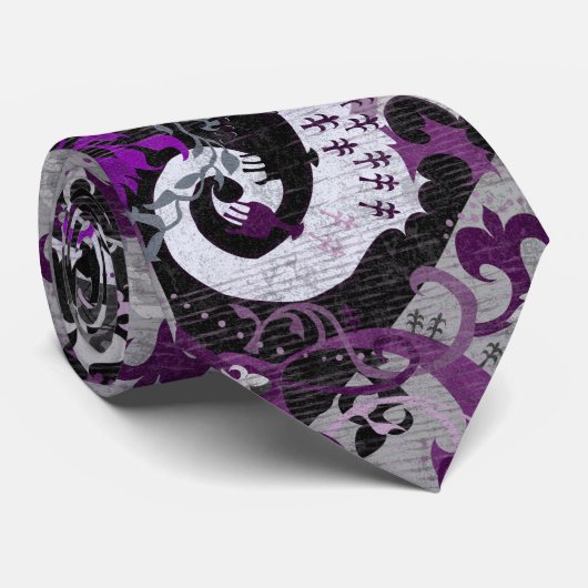 Demisexual Dragon Damask - Pride Flag Colors Stropdas (Opgerold)