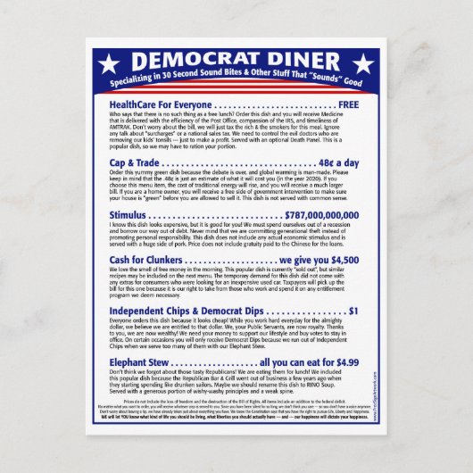 Democraat Diner Briefkaart (Voorkant)