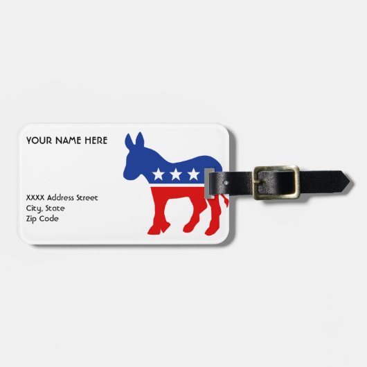 Democraat Donkey Bagagelabel (Voorkant horizontaal)