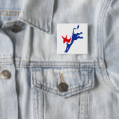 Democraat Donkey Logo Vierkante Button 5,1 Cm (In situ)
