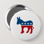 Democraat Donkey Ronde Button 4,0 Cm (Voorkant /achterkant)