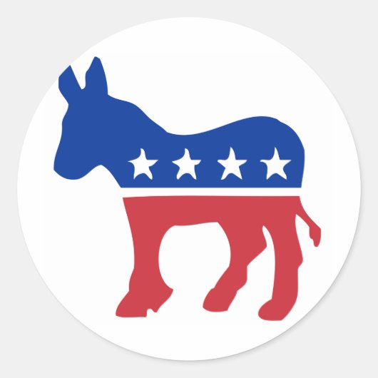 Democraat Donkey Ronde Sticker (Voorkant)