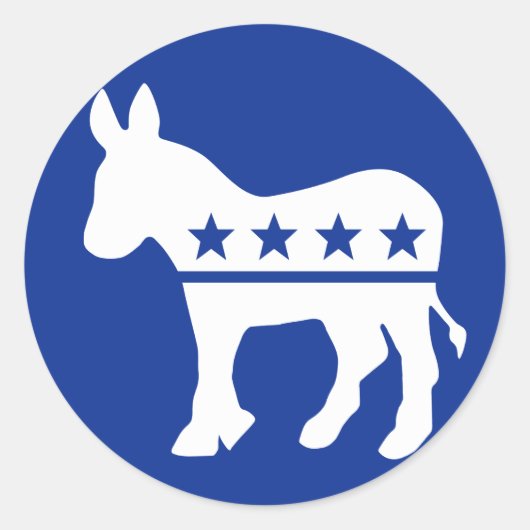 Democraat Donkey Round Sticker (Voorkant)