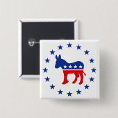 Democraat Donkey Vierkante Button 5,1 Cm (Voorkant /achterkant)