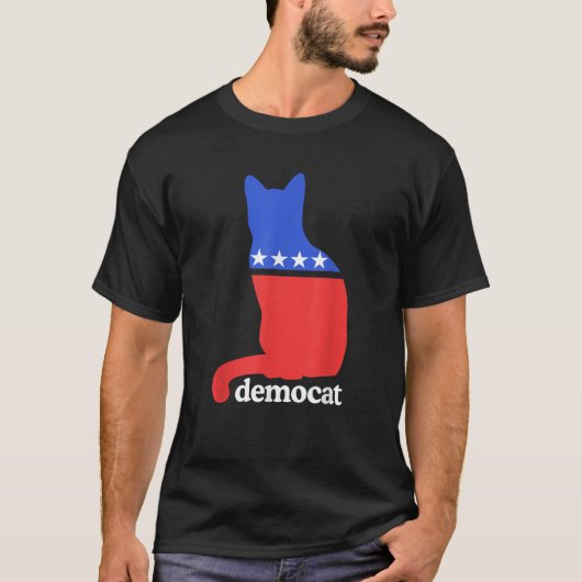 Democraat Funny Kitty Cat Graphic T-shirt (Voorkant)