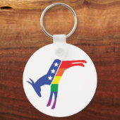 Democraat Gay Pride Donkey Sleutelhanger (Voorkant)