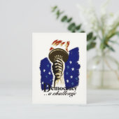 Democracy A Challenge, Poster met Liberty's Torch Briefkaart (Staand voorkant)
