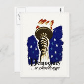 Democracy A Challenge, Poster met Liberty's Torch Briefkaart (Voorkant / Achterkant)