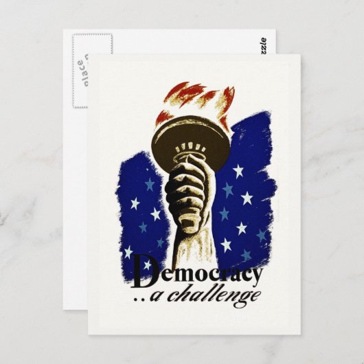 Democracy A Challenge, Poster met Liberty's Torch Briefkaart (Voorkant / Achterkant)