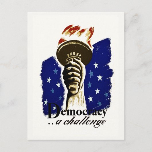 Democracy A Challenge, Poster met Liberty's Torch Briefkaart (Voorkant)