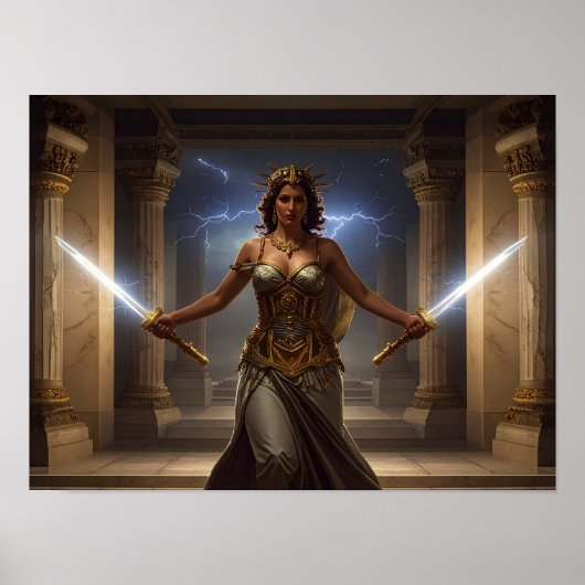 Democracy Defender Lady Liberty SciFi Fantasy Art Poster (Voorkant)