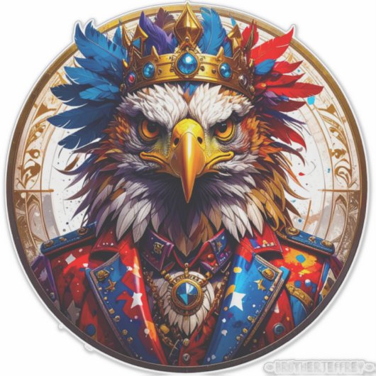 Democracy Is King 002 Custom-Cut Vinyl Sticker (Devant)