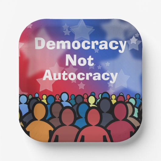 Democracy Not Autocracy Papieren Bordje (Voorkant)